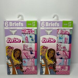 Barbie Girls 6 Pack Briefs Underwear 100% Cotton Size 2T/3T Lot of 2 New